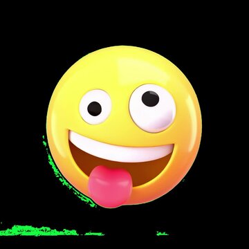 Playful emoji with silly expression animation isolated asset, transparent 4K video, alpha channel, ProRes 4444