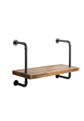 Rustic floating shelf with pipe accents
