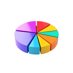 Fototapeta premium Colorful 3d pie chart data business infographic on transparent background icon