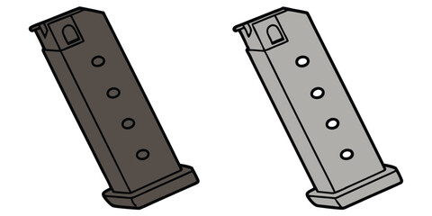 Two modern handgun magazines isolated against a white background in a flat style