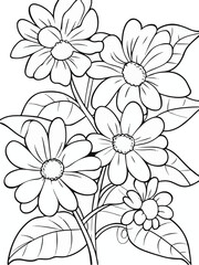 Daisies Vector Drawing – Fun and Relaxing Coloring Sheet