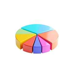 Fototapeta premium Colorful 3d pie chart data business statistics graphic on transparent background