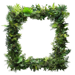 Tropical greenery frame, square-shaped with a transparent background, in PNG format.