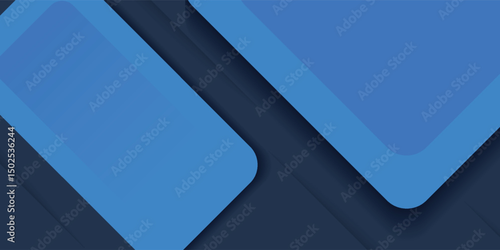 Wall mural abstract blue and gray triangle on dark color geometric design. modern papercut futuristic backgroun