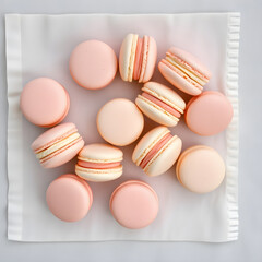 Fototapeta premium pastel pink and cream french macarons