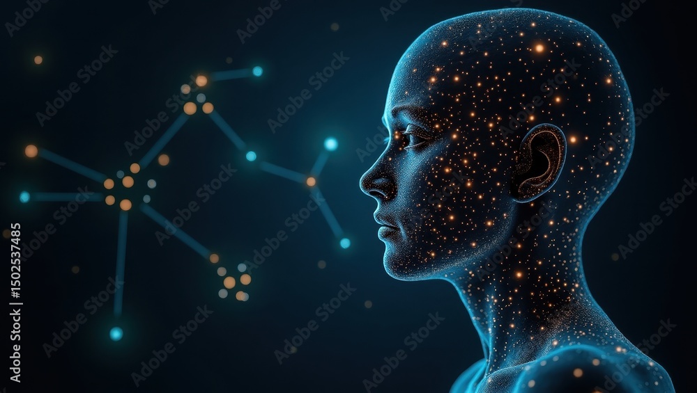 Poster exploring the potential dangers of ai development and its impact on humanity in a digital representa