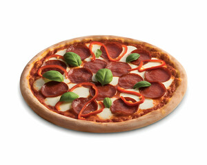 Delicious Pepperoni Pizza with Mozzarella and Basil