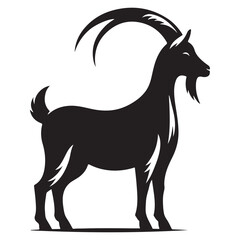 Stylized Black Goat Vector Silhouette