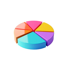 Obraz premium Colorful 3d pie chart data visualization graphic icon on transparent background