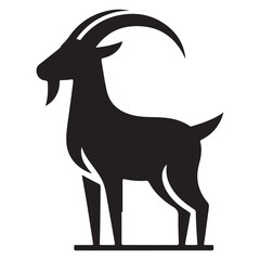 Stylized Black Goat Vector Silhouette
