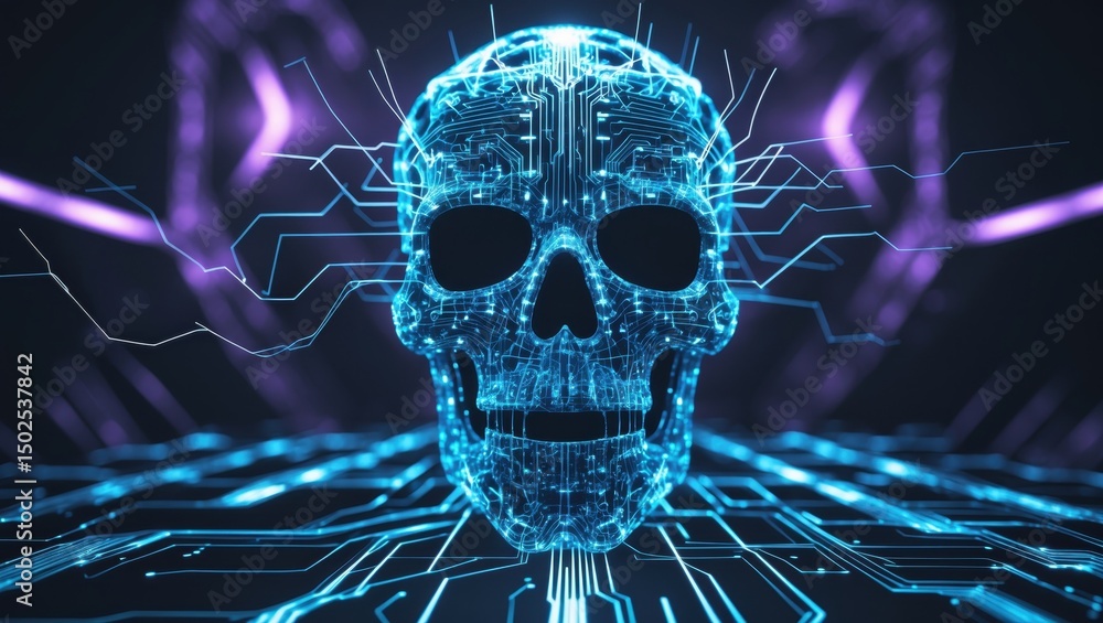 Poster exploring the implications of advanced artificial intelligence and its potential risks to humanity
