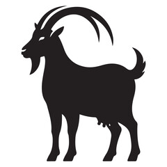 Stylized Black Goat Vector Silhouette