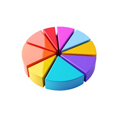 Fototapeta premium Colorful 3d pie chart data business infographic on transparent background shiny