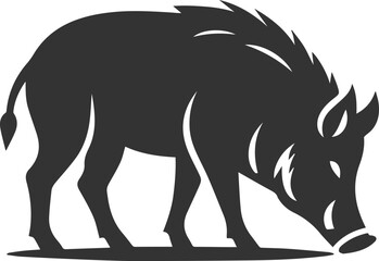 Drawing of a black boar vector silhouette