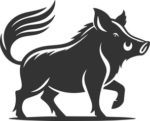 Drawing of a black boar vector silhouette
