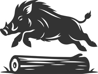Drawing of a black boar vector silhouette