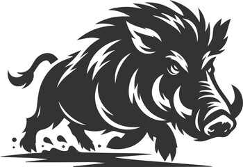 Drawing of a black boar vector silhouette