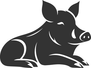 Drawing of a black boar vector silhouette