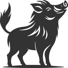 Drawing of a black boar vector silhouette