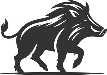 Drawing of a black boar vector silhouette