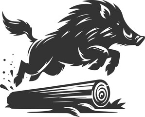 Drawing of a black boar vector silhouette