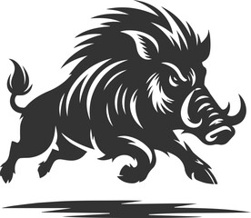 Drawing of a black boar vector silhouette