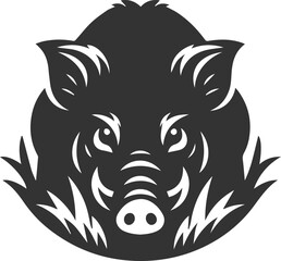Drawing of a black boar vector silhouette