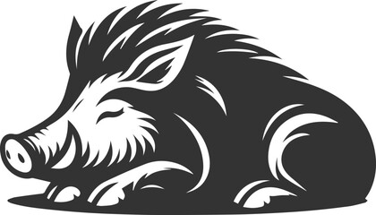 Drawing of a black boar vector silhouette