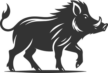 Drawing of a black boar vector silhouette