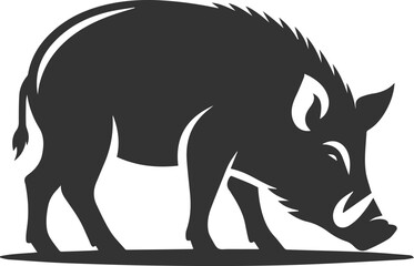 Drawing of a black boar vector silhouette