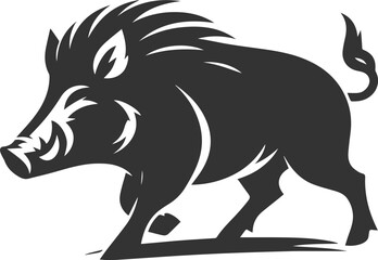 Drawing of a black boar vector silhouette