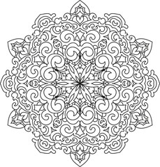 Intricate Mandala Coloring Page for Adults - Detailed Anti-Stress Art Therapy Design