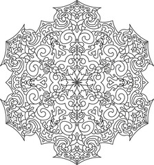 Detailed Snowflake-Inspired Mandala Coloring Page for Adults - Intricate Winter Theme for Relaxation & Mindfulness