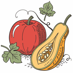 Realistic full-body vector illustration of an apple gourd, perfect for digital design and micro stock use