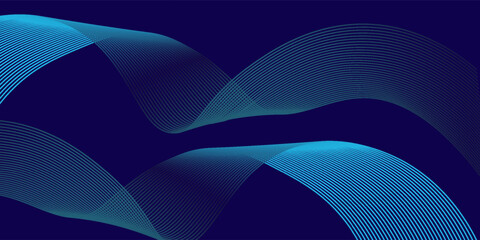 Abstract glowing wave lines on dark blue background. Dynamic wave pattern. Modern flowing wavy lines. Futuristic technology concept.