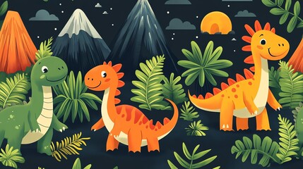 dinosaurs in the forest