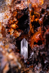 Fototapeta premium Baryte. Specimen from Rouvier, St-Marguerite-Lafigère, Ardèche, France. Micro photography extreme close-up. microscope mineral crystal photography for Scientific use.