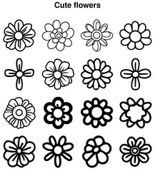 Cute Flower Icon Set for Spring and Floral Designs