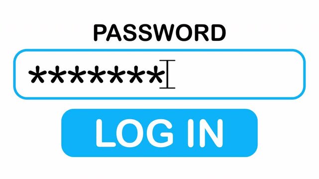 Animation of password entry and clicking login button. UI interaction concept