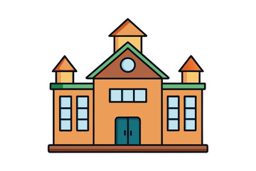 school building icon in flat style vector illustration