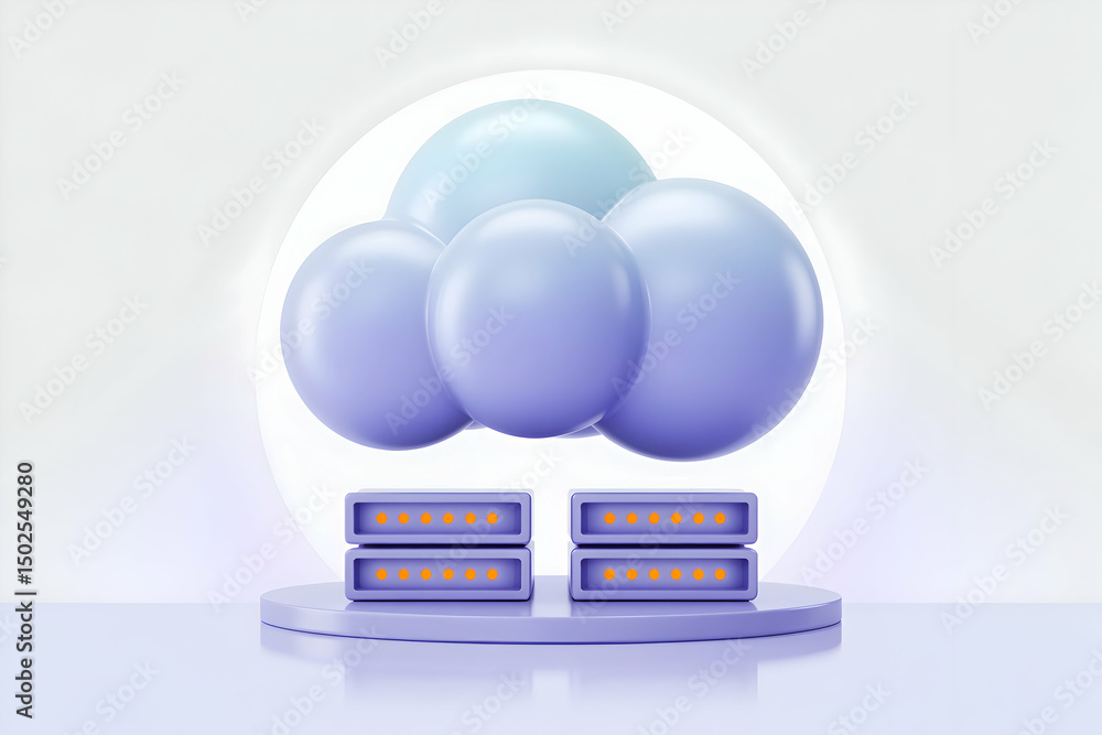 Poster cloud computing data storage server abstract 3d render