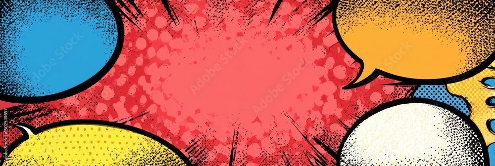 Poster Creative Comic-Style Sticker Pack Featuring Halftone Shadows With an Empty Central Area for Customizable Text or Graphics