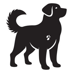 Silhouette of Sitting Dog - Black Pet Vector Illustration