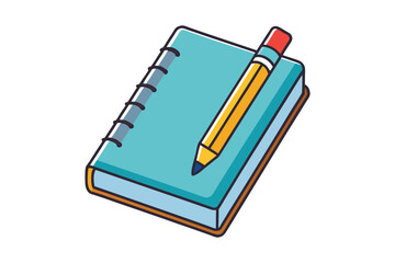 notebook pencil icon in flat style vector illustration