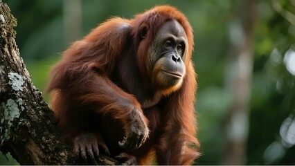 森に生息しているオラウータン