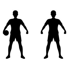 Volleyball Game Male  Player in Action black Silhouette vector set