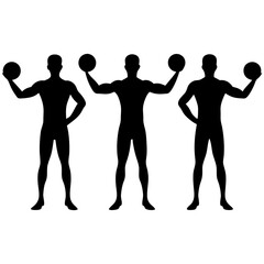 Volleyball Game Male  Player in Action black Silhouette vector set