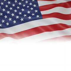 Obraz premium Waving American flag with soft white background