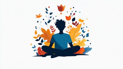 vector illustration of a man meditating