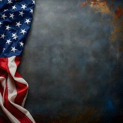 Veterans Day American Flag on Dark Stone Background - Patriotic Honor, Remembrance, and Memorial Concept with Copy Space.